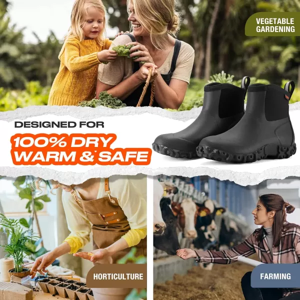 HISEA Women's Rubber Boots Ankle Rain Boots Waterproof Outdoor Bootie for Lawn and Garden