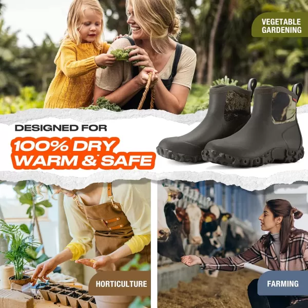 HISEA Women's Rubber Boots Ankle Rain Boots Waterproof Outdoor Bootie for Lawn and Garden