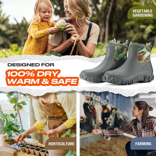 HISEA Women's Rubber Boots Ankle Rain Boots Waterproof Outdoor Bootie for Lawn and Garden