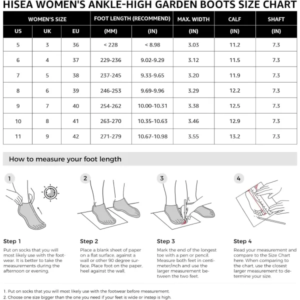 HISEA Women's Rubber Boots Ankle Rain Boots Waterproof Outdoor Bootie for Lawn and Garden