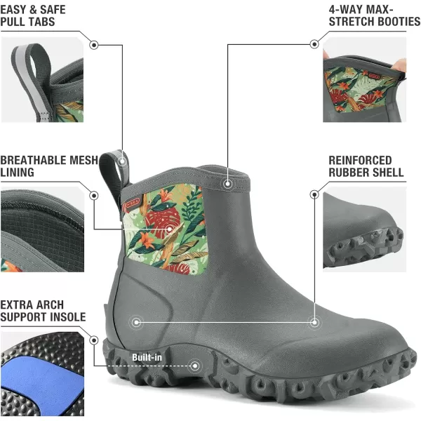 HISEA Women's Rubber Boots Ankle Rain Boots Waterproof Outdoor Bootie for Lawn and Garden