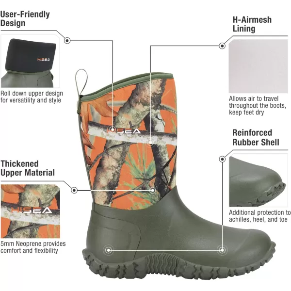 HISEA Women's Rubber Garden Boots Waterproof Insulated Yard Gardening Shoes Mid Height for Mud Working Outdoor