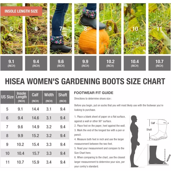 HISEA Women's Rubber Garden Boots Waterproof Insulated Yard Gardening Shoes Mid Height for Mud Working Outdoor