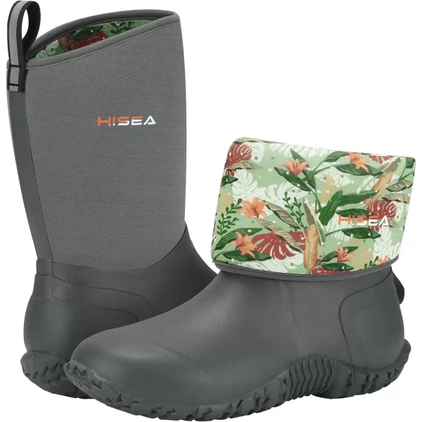 HISEA Women's Rubber Garden Boots Waterproof Insulated Yard Gardening Shoes Mid Height for Mud Working Outdoor