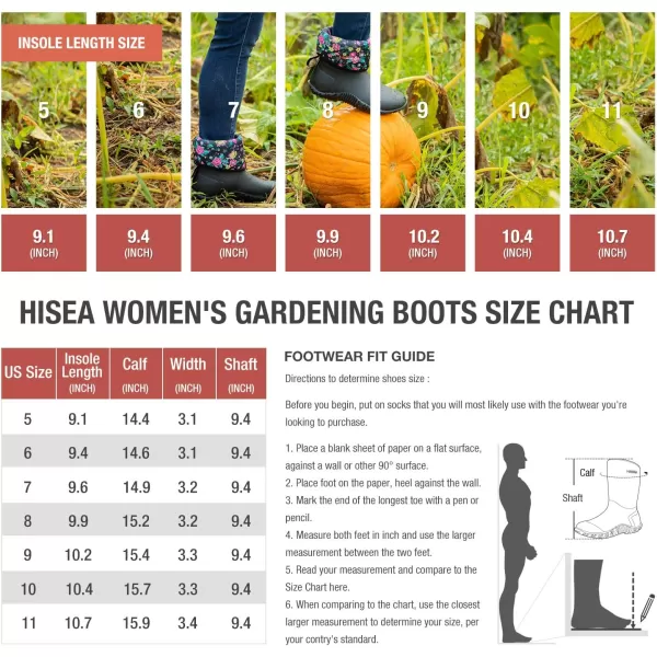 HISEA Women's Rubber Garden Boots Waterproof Insulated Yard Gardening Shoes Mid Height for Mud Working Outdoor