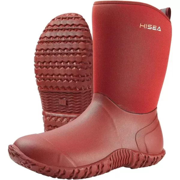 HISEA Women's Rubber Garden Boots Waterproof Insulated Yard Gardening Shoes Mid Height for Mud Working Outdoor