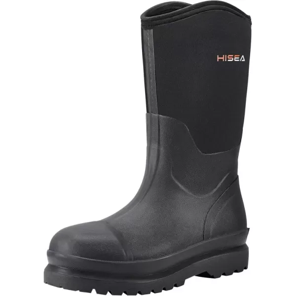HISEA Women's Rubber Work Boots Mid Calf Rain Boots Insulated for Outdoor Mud Riding Fishing Working