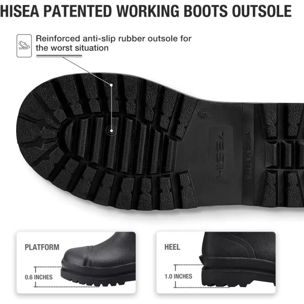 HISEA Women's Rubber Work Boots Mid Calf Rain Boots Insulated for Outdoor Mud Riding Fishing Working