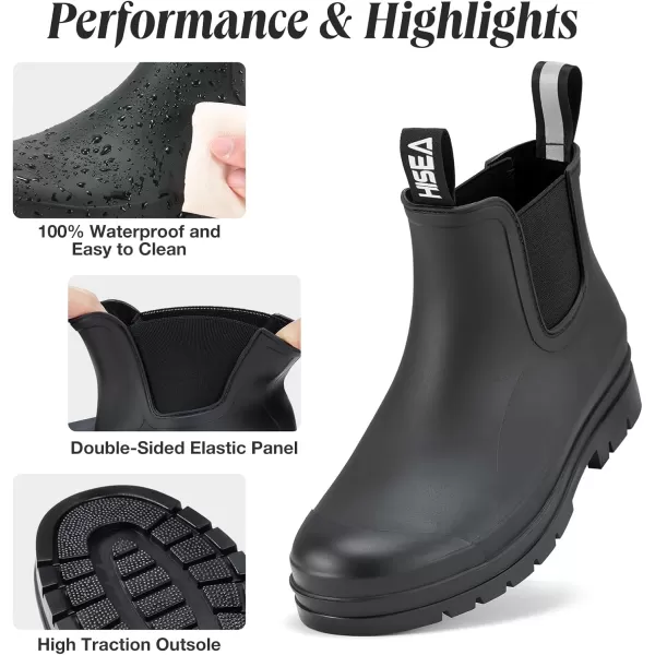 HISEA Women's Short Rain Boots Waterproof Garden Shoes Ankle Chelsea Boots Anti-Slipping Rubber Rainboots for Ladies with Comfort Insole Lightweight Stylish Outdoor Work Booties