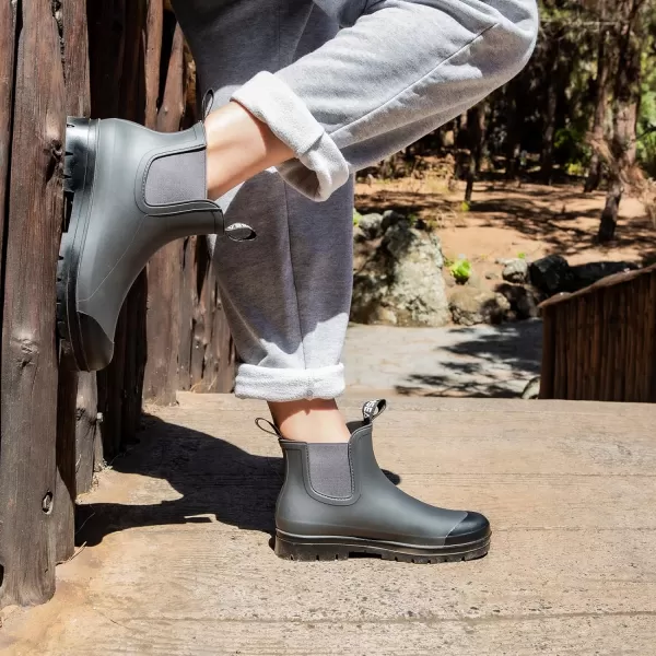 HISEA Women's Short Rain Boots Waterproof Garden Shoes Ankle Chelsea Boots Anti-Slipping Rubber Rainboots for Ladies with Comfort Insole Lightweight Stylish Outdoor Work Booties