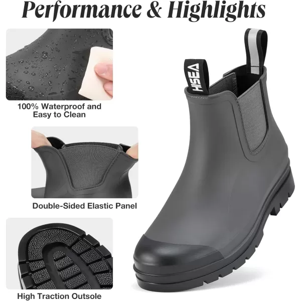 HISEA Women's Short Rain Boots Waterproof Garden Shoes Ankle Chelsea Boots Anti-Slipping Rubber Rainboots for Ladies with Comfort Insole Lightweight Stylish Outdoor Work Booties