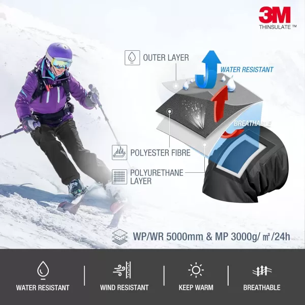 HISEA Women's Snow Bibs Insulated Bib Overalls Water Resistant Ski Bibs Windproof Ski Pants Breathable Snowsuit