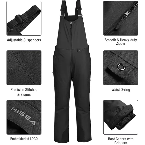HISEA Women's Snow Bibs Insulated Bib Overalls Water Resistant Ski Bibs Windproof Ski Pants Breathable Snowsuit