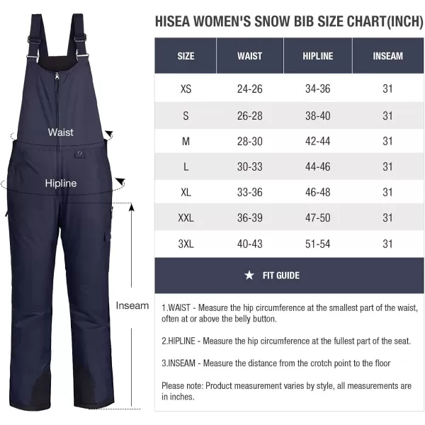 HISEA Women's Snow Bibs Insulated Bib Overalls Water Resistant Ski Bibs Windproof Ski Pants Breathable Snowsuit