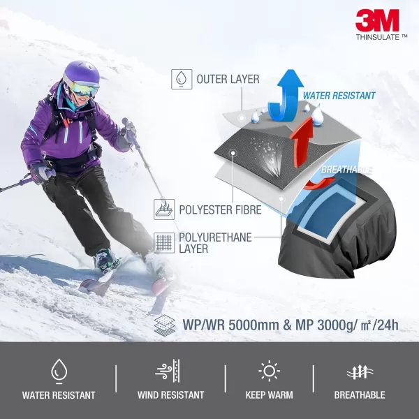 HISEA Women's Snow Bibs Insulated Bib Overalls Water Resistant Ski Bibs Windproof Ski Pants Breathable Snowsuit