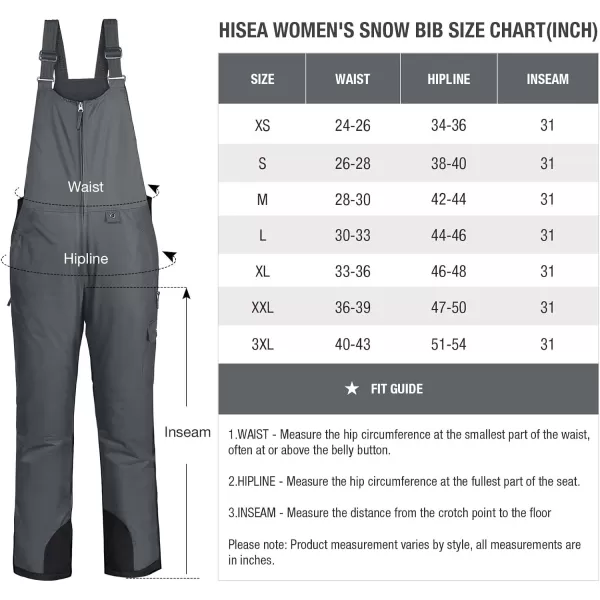 HISEA Women's Snow Bibs Insulated Bib Overalls Water Resistant Ski Bibs Windproof Ski Pants Breathable Snowsuit