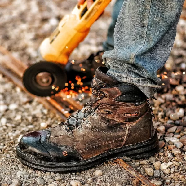 HISEA&nbsp;Men's&nbsp;Composite&nbsp;Toe&nbsp;Work&nbsp;Boots Full Grain Safety Leather Boots Slip Resistant Comfortable Impact Resistance Work Boots for Industrial &amp; Construction