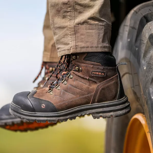 HISEA&nbsp;Men's&nbsp;Composite&nbsp;Toe&nbsp;Work&nbsp;Boots Full Grain Safety Leather Boots Slip Resistant Comfortable Impact Resistance Work Boots for Industrial &amp; Construction