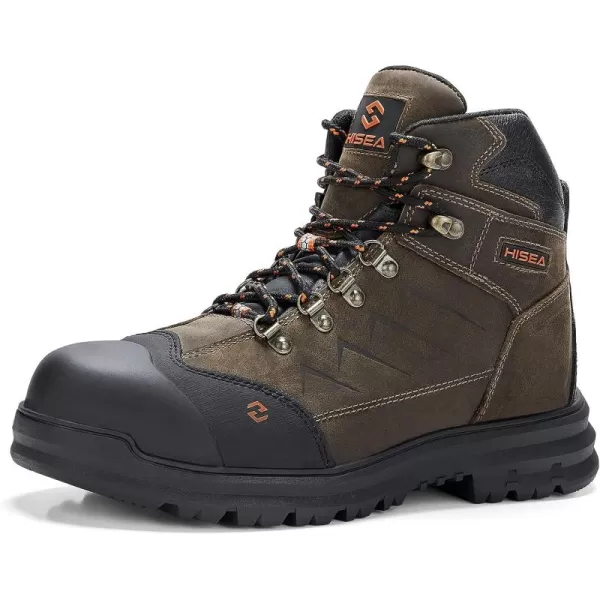 HISEA&nbsp;Men's&nbsp;Composite&nbsp;Toe&nbsp;Work&nbsp;Boots Full Grain Safety Leather Boots Slip Resistant Comfortable Impact Resistance Work Boots for Industrial &amp; Construction