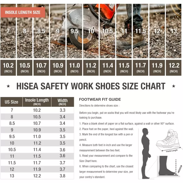 HISEA&nbsp;Men's&nbsp;Composite&nbsp;Toe&nbsp;Work&nbsp;Boots Full Grain Safety Leather Boots Slip Resistant Comfortable Impact Resistance Work Boots for Industrial &amp; Construction