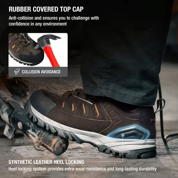 HISEA&nbsp;Men's&nbsp;Composite&nbsp;Toe&nbsp;Work&nbsp;Boots Full Grain Safety Leather Boots Slip Resistant Comfortable Impact Resistance Work Boots for Industrial &amp; Construction