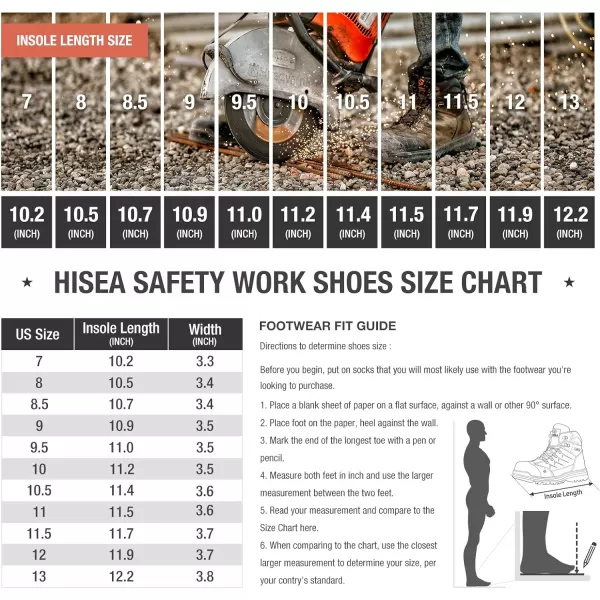 HISEA&nbsp;Men's&nbsp;Composite&nbsp;Toe&nbsp;Work&nbsp;Boots Full Grain Safety Leather Boots Slip Resistant Comfortable Impact Resistance Work Boots for Industrial &amp; Construction