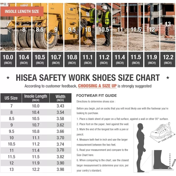 HISEA&nbsp;Men's&nbsp;Composite&nbsp;Toe&nbsp;Work&nbsp;Boots Full Grain Safety Leather Boots Slip Resistant Comfortable Impact Resistance Work Boots for Industrial &amp; Construction