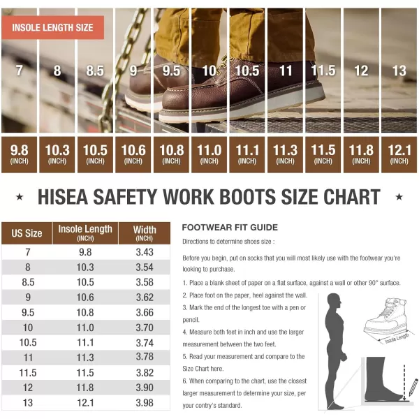 HISEA&nbsp;Work&nbsp;Boots&nbsp;for&nbsp;Men&nbsp;Steel/Soft&nbsp;Toe&nbsp;Boots,6‘’ Waterproof Slip Resistant Industrial &amp; Construction Work Boots