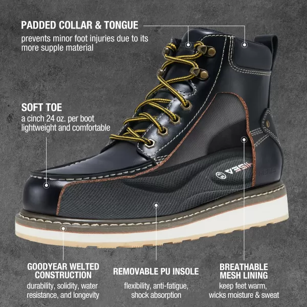 HISEA&nbsp;Work&nbsp;Boots&nbsp;for&nbsp;Men&nbsp;Steel/Soft&nbsp;Toe&nbsp;Boots,6‘’ Waterproof Slip Resistant Industrial &amp; Construction Work Boots