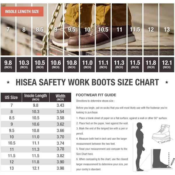HISEA&nbsp;Work&nbsp;Boots&nbsp;for&nbsp;Men&nbsp;Steel/Soft&nbsp;Toe&nbsp;Boots,6‘’ Waterproof Slip Resistant Industrial &amp; Construction Work Boots