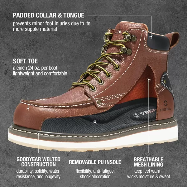 HISEA&nbsp;Work&nbsp;Boots&nbsp;for&nbsp;Men&nbsp;Steel/Soft&nbsp;Toe&nbsp;Boots,6‘’ Waterproof Slip Resistant Industrial &amp; Construction Work Boots