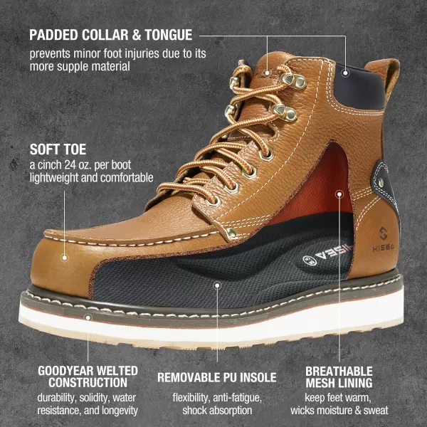 HISEA&nbsp;Work&nbsp;Boots&nbsp;for&nbsp;Men&nbsp;Steel/Soft&nbsp;Toe&nbsp;Boots,6‘’ Waterproof Slip Resistant Industrial &amp; Construction Work Boots