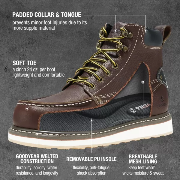HISEA&nbsp;Work&nbsp;Boots&nbsp;for&nbsp;Men&nbsp;Steel/Soft&nbsp;Toe&nbsp;Boots,6‘’ Waterproof Slip Resistant Industrial &amp; Construction Work Boots