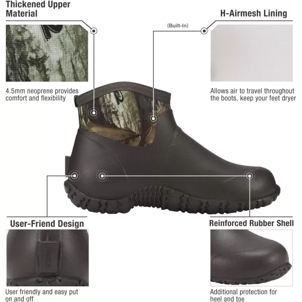imageHISEA Mens Rain Boots Ankle Height Garden Shoes Waterproof Insulated Rubber Neoprene Mud Boots AntiSlip Outdoor Work Booties for Gardening Farming Camping Fishing and Yard WorkingCamo