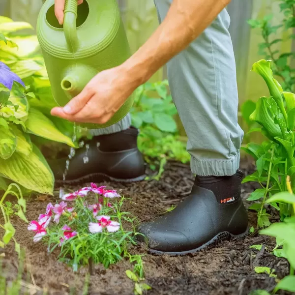imageHISEA Mens Rain Boots Ankle Height Garden Shoes Waterproof Insulated Rubber Neoprene Mud Boots AntiSlip Outdoor Work Booties for Gardening Farming Camping Fishing and Yard WorkingCamo