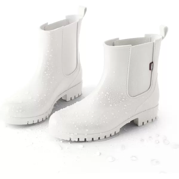 imageHISEA Short Rain Boots for Women Waterproof Garden Shoes AntiSlipping Ankle Chelsea Rainboots for Ladies with Comfort Insole Lightweight Stylish Rubber Rain Shoes Outdoor Work BootiesWhite
