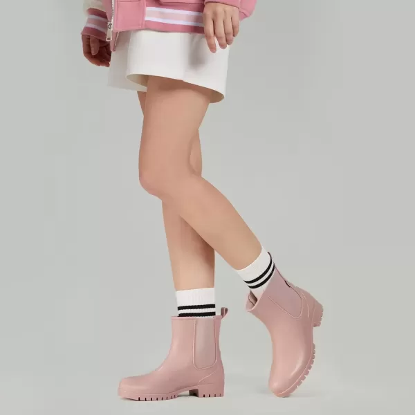 imageHISEA Short Rain Boots for Women Waterproof Garden Shoes AntiSlipping Ankle Chelsea Rainboots for Ladies with Comfort Insole Lightweight Stylish Rubber Rain Shoes Outdoor Work BootiesPink