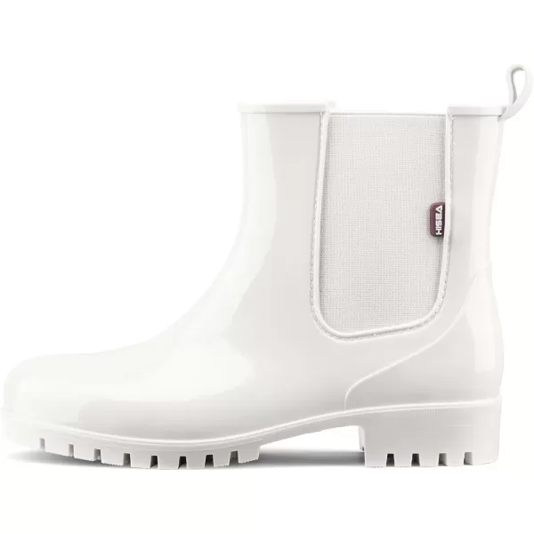 imageHISEA Short Rain Boots for Women Waterproof Garden Shoes AntiSlipping Ankle Chelsea Rainboots for Ladies with Comfort Insole Lightweight Stylish Rubber Rain Shoes Outdoor Work BootiesWhite