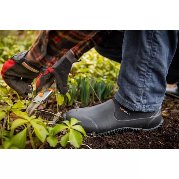 imageHISEA Unisex Waterproof Garden Shoes Mens Ankle Rain Boots Womens SlipOn Footwear Rain Shoe Rubber Neoprene Outdoor Booties for Gardening Farming Camping Car Wash Lawn Care and Yard Work Size M6W7 Purple