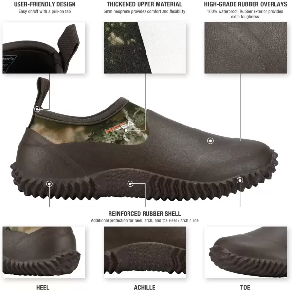 imageHISEA Unisex Waterproof Garden Shoes Mens Ankle Rain Boots Womens SlipOn Footwear Rubber Neoprene Camp Booties Outdoor Rain Shoe for Gardening Farming Camping Car Wash Lawn Care and Yard WorkCamo