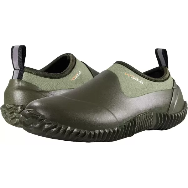 imageHISEA Unisex Waterproof Garden Shoes Mens Ankle Rain Boots Womens SlipOn Footwear Rubber Neoprene Camp Booties Outdoor Rain Shoe for Gardening Farming Camping Car Wash Lawn Care and Yard WorkGreen