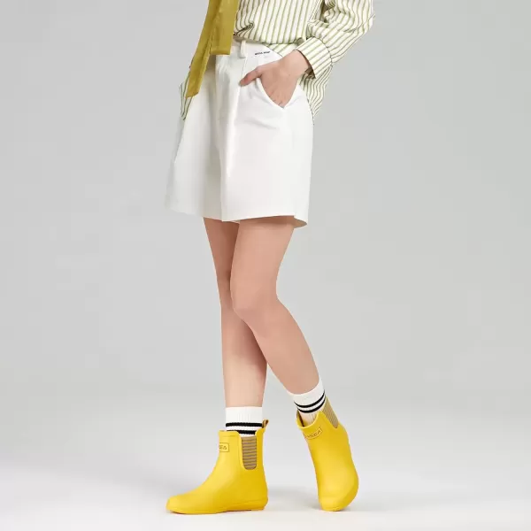 imageHISEA Womens Ankle Rain Boots Waterproof Chelsea Boots Rubber Garden Shoes AntiSlipping Rainboots for Ladies with Comfort Insole Lightweight Short Rain Shoes Outdoor Work BootiesYellow