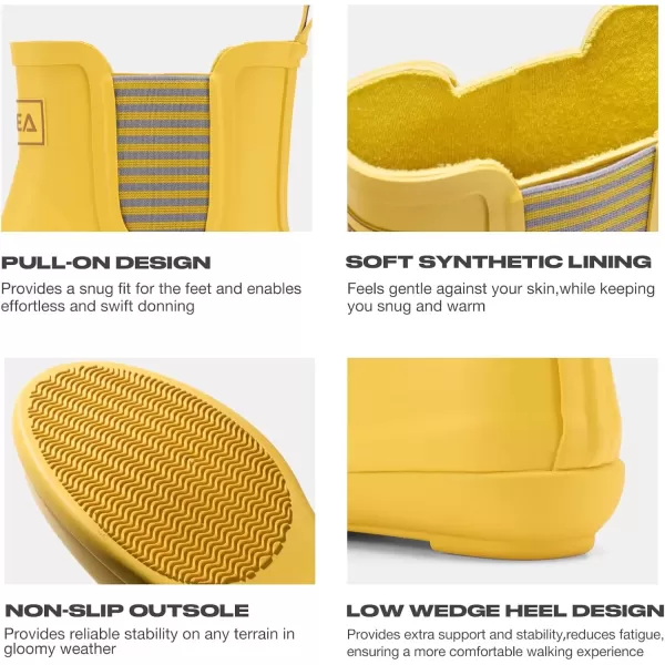 imageHISEA Womens Ankle Rain Boots Waterproof Chelsea Boots Rubber Garden Shoes AntiSlipping Rainboots for Ladies with Comfort Insole Lightweight Short Rain Shoes Outdoor Work BootiesYellow