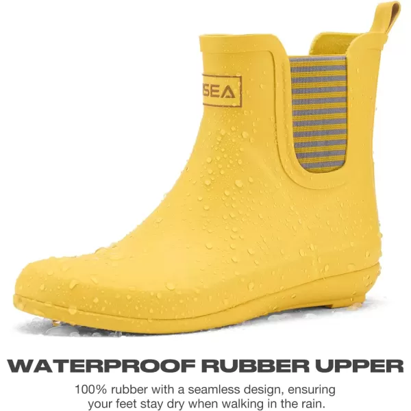 imageHISEA Womens Ankle Rain Boots Waterproof Chelsea Boots Rubber Garden Shoes AntiSlipping Rainboots for Ladies with Comfort Insole Lightweight Short Rain Shoes Outdoor Work BootiesYellow
