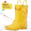 imageHISEA Kids Rain Boots for Toddler Boys Girls Waterproof Rubber Boots with EasyOn Handles Seamless PVC Rainboots Lightweight Mud Shoes for Water Beach Outdoor Playing ToddlerLittle KidBig KidYellow