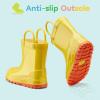 imageHISEA Kids Rain Boots for Toddler Boys Girls Waterproof Rubber Boots with EasyOn Handles Seamless PVC Rainboots Lightweight Mud Shoes for Water Beach Outdoor Playing ToddlerLittle KidBig KidYellow With Orange Trimming