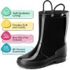 imageHISEA Kids Rain Boots for Toddler Boys Girls Waterproof Rubber Boots with EasyOn Handles Seamless PVC Rainboots Lightweight Mud Shoes for Water Beach Outdoor Playing ToddlerLittle KidBig KidBlack