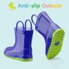 imageHISEA Kids Rain Boots for Toddler Boys Girls Waterproof Rubber Boots with EasyOn Handles Seamless PVC Rainboots Lightweight Mud Shoes for Water Beach Outdoor Playing ToddlerLittle KidBig KidBlue With Light Green Trimming