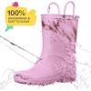imageHISEA Kids Rain Boots for Toddler Boys Girls Waterproof Rubber Boots with EasyOn Handles Seamless PVC Rainboots Lightweight Mud Shoes for Water Beach Outdoor Playing ToddlerLittle KidBig KidPurple