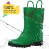 imageHISEA Kids Rain Boots for Toddler Boys Girls Waterproof Rubber Boots with EasyOn Handles Seamless PVC Rainboots Lightweight Mud Shoes for Water Beach Outdoor Playing ToddlerLittle KidBig KidGreen